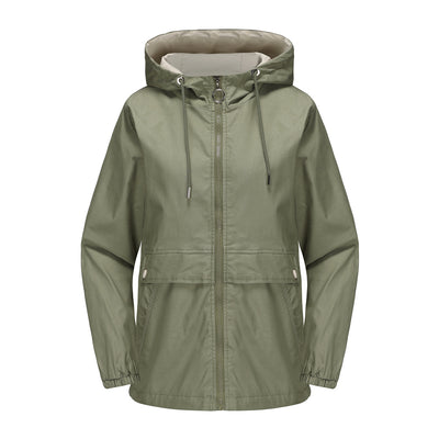 Abrigo Impermeable con Capucha en Colores Sólidos para Mujer - Image 9