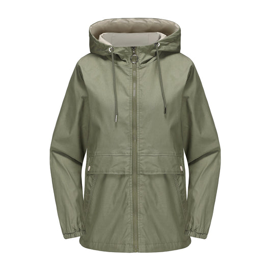 Abrigo Impermeable con Capucha en Colores Sólidos para Mujer - Image 9
