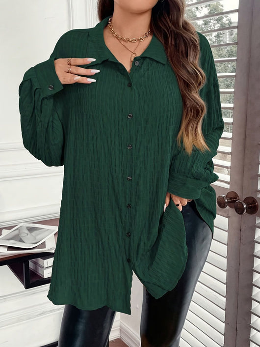 Blusa Casual con Cuello Polo para Tallas Grandes - Image 11