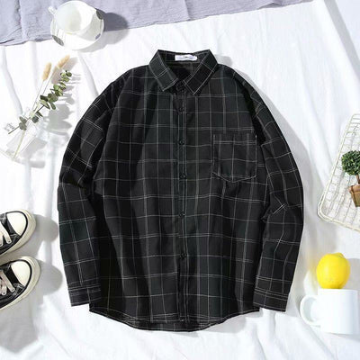 Camisa Casual Slim Fit a Cuadros Manga Larga Ligera para Hombre