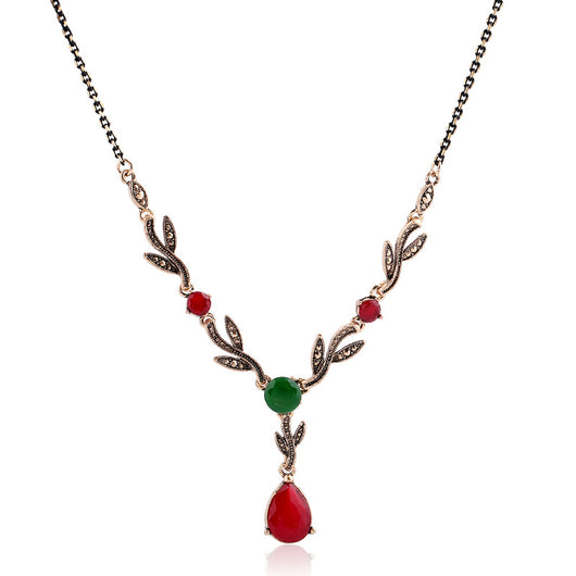 Collar Colgante de Resina con Gota de Agua y Piedra de Hoja Natural - Image 4