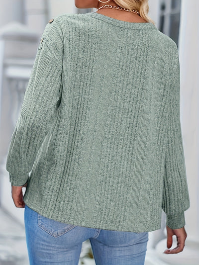 Blusa Manga Larga Cuello Redondo con Cierre Decorativo - Image 11