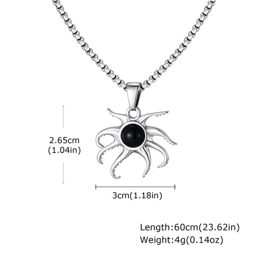 Dije Pulpo de Ónice Negro en Acero Inoxidable para Hombre - Diseño Exclusivo - Image 11
