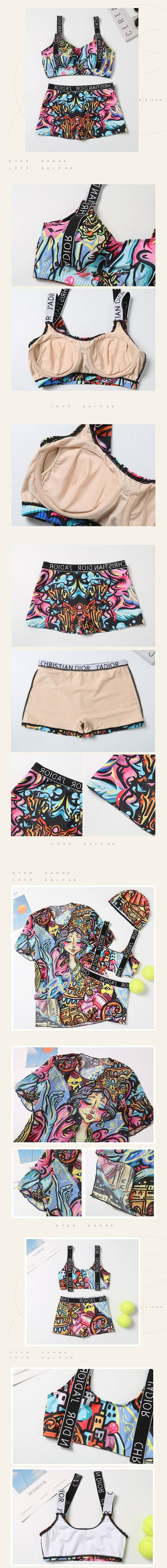 Traje de Baño Familiar Protección Solar - Conjunto para Tres con Falda Conservadora - Image 11