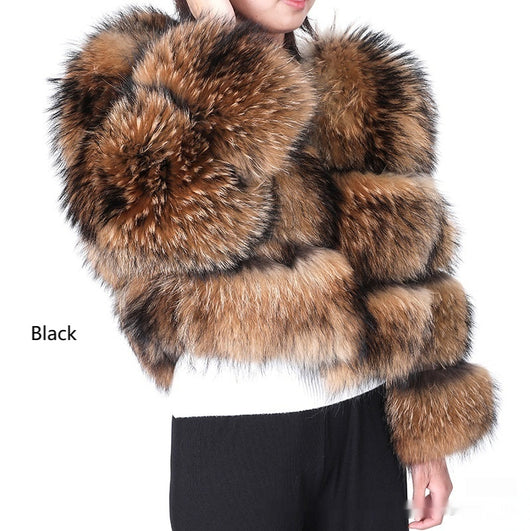 Abrigo de Piel de Mapache Corto para Mujer - Cuero y Fur Premium - Image 7