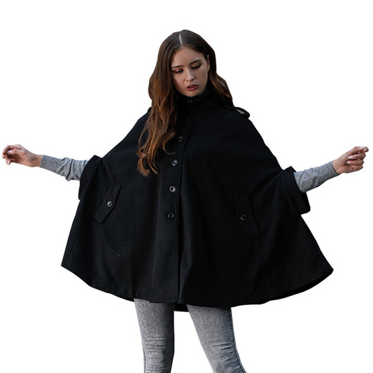 Poncho Abrigo de Lana - Capa Corta Elegante