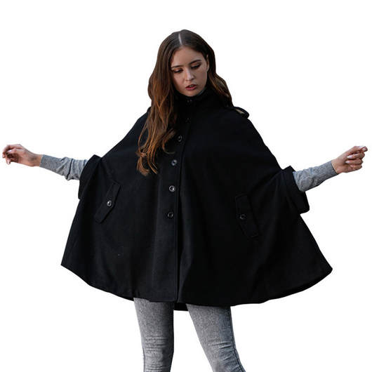 Poncho Abrigo de Lana - Capa Corta Elegante
