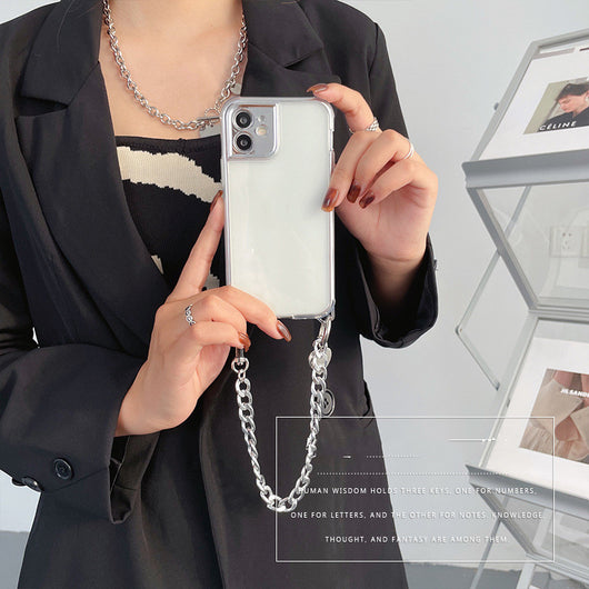Funda Transparente para Celular con Cadena Plata - Diseño Minimalista Portátil - Image 9