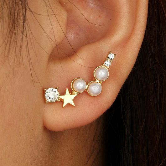 Arete Estrella de Cinco Puntas con Perlas
