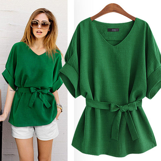 Blusa Holgada de Algodón y Lino