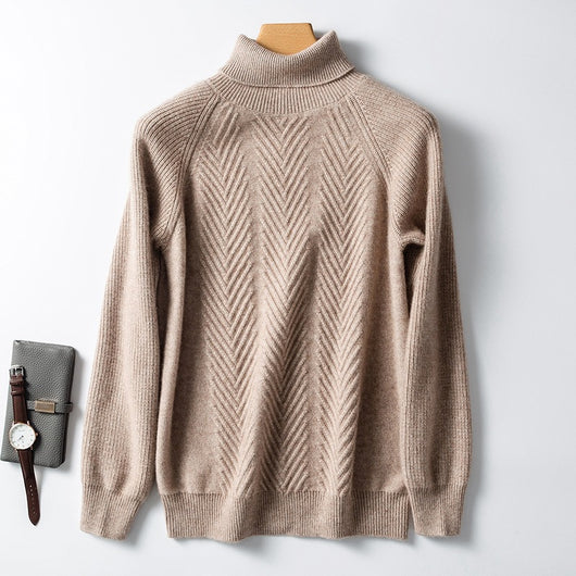 Suéter de Cachemira para Hombre con Cuello Alto y Jacquard - Image 7