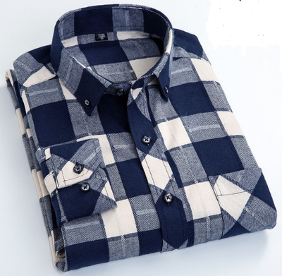 Camisa de Algodón a Cuadros para Hombre Talla Grande - Manga Larga Clásica - Image 7
