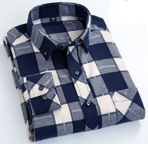Camisa de Algodón a Cuadros para Hombre Talla Grande - Manga Larga Clásica - Image 7