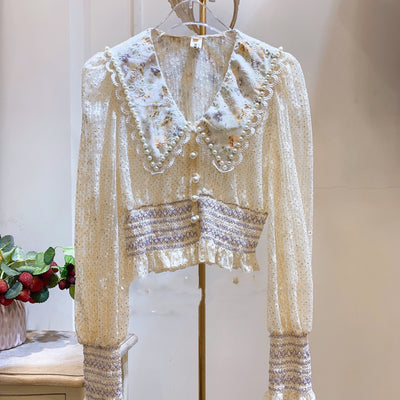 Blusa de Encaje Perla para Industria Pesada