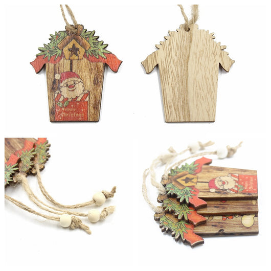 Adorno Navideño de Madera - Casa Creativa con Reno y Papá Noel - Image 15