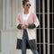 Cardigan de Lana con Empalmes de Tres Colores para Mujer