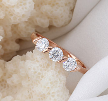 Anillo de Compromiso Chapado en Oro con Circonita Premium - Joyería Coreana de Calidad - Image 2