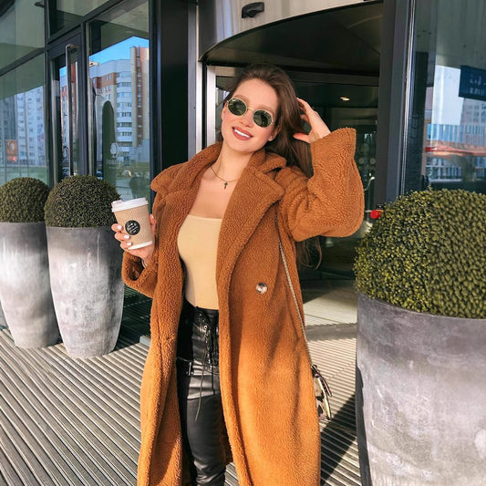 Abrigo de Lana Reversible con Solapa Doble para Mujer - Estilo Europeo y Americano