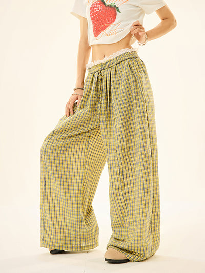 Pantalones Sueltos Retro Azul con Patrón Geométrico - Image 6