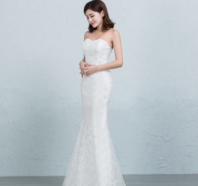 Vestido de Novia Cola Sirena con Encaje Lentejuelado en la Cintura - Image 9