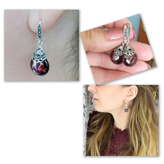 Pendientes Vintage de Granate Redondo - Image 3