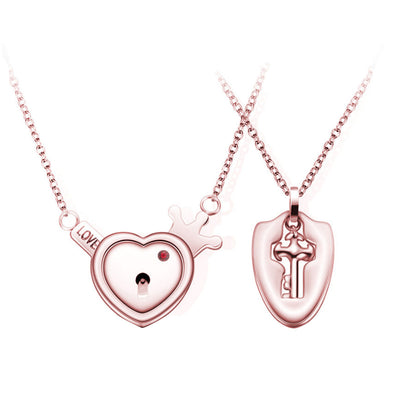 Conjunto de Joyas para Pareja de Acero de Titanio - Pulsera de Candado y Collar de Llave - Image 21