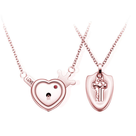 Conjunto de Joyas para Pareja de Acero de Titanio - Pulsera de Candado y Collar de Llave - Image 21