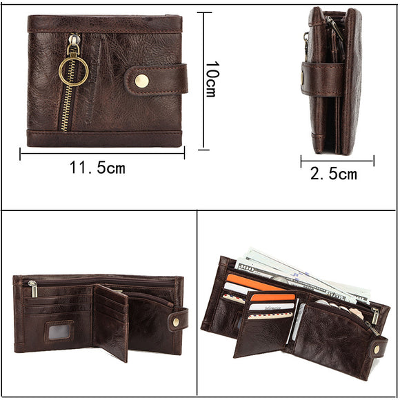 Billetera de Cuero Premium para Hombre con Protección RFID Anti-robo