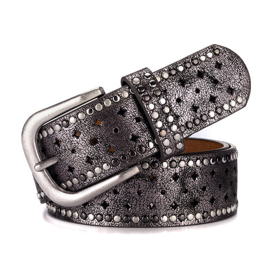 Cinturón de Moda con Hebilla de Remaches y Strass para Jeans - Image 2
