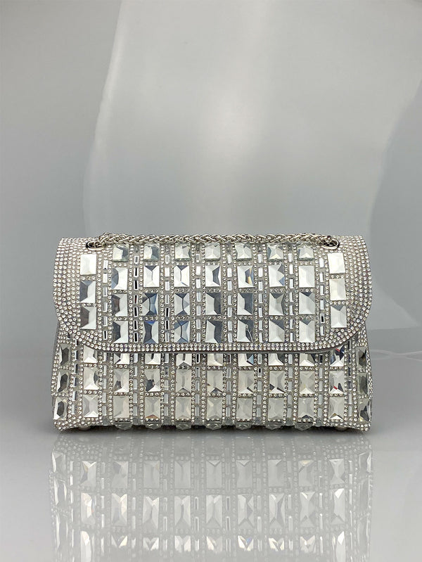 Clutch de Cristal Brillante con Cadena de Strass - Image 6