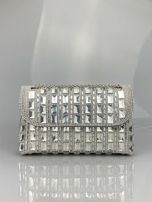 Clutch de Cristal Brillante con Cadena de Strass - Image 6