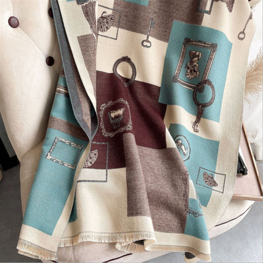 Bufanda Gruesa de Cachemira para Mujer con Diseño Cuadriculado - Image 6