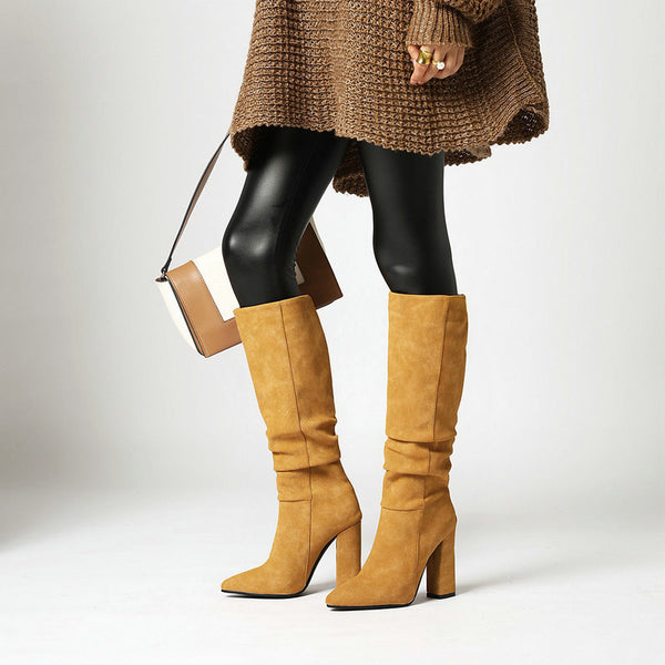 Botas Altas hasta la Rodilla con Tacón Grueso - Tallas Grandes Personalizadas para Mujer