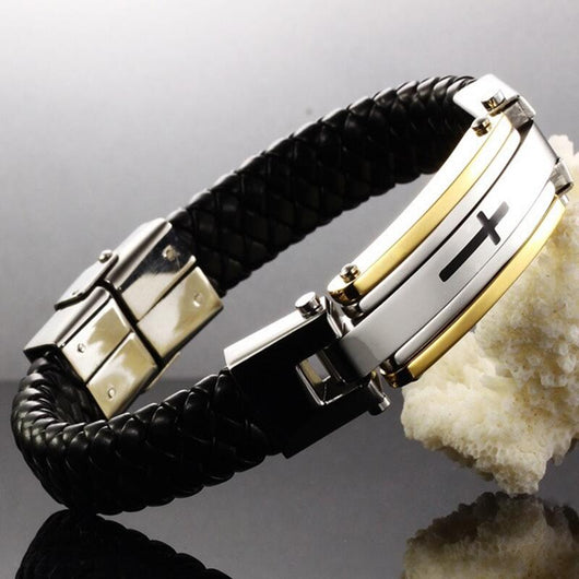 Pulsera de Acero Inoxidable con Cruz - Image 3