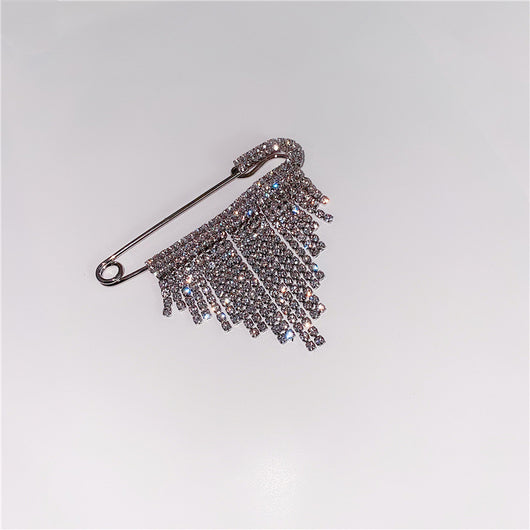 Broche de Diamante Texturizado con Borla y Aguja para Mujer - Image 8