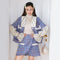 Abrigo Floral Holgado con Costuras Estampadas y Borlas
