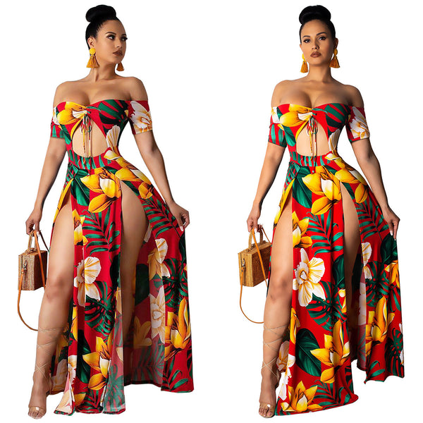 Vestido Tubo Estampado con Abertura Lateral
