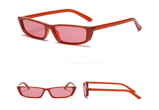 Black retro square sunglasses with small rectangular lenses, shown from top, front, and side views. - Image 9