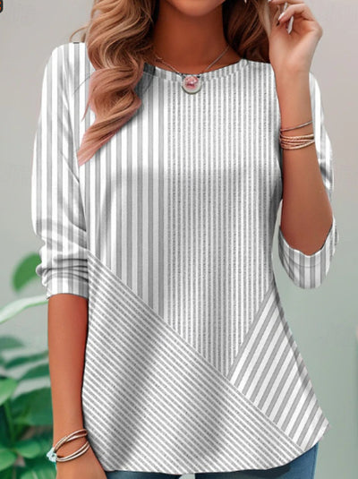 Cardigan Talla Grande Rayas Asimétricas con Patchwork - Image 12