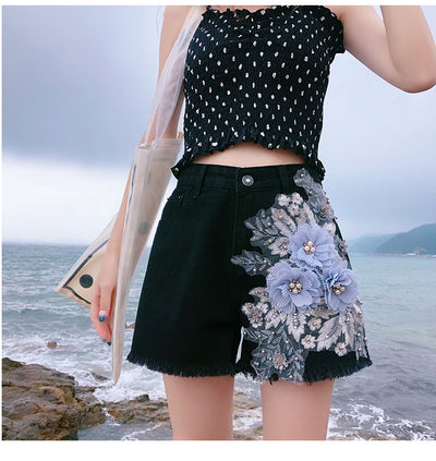 Shorts Denim Talle Alto para Mujer con Aplicaciones de Moda Primavera Verano - Image 10