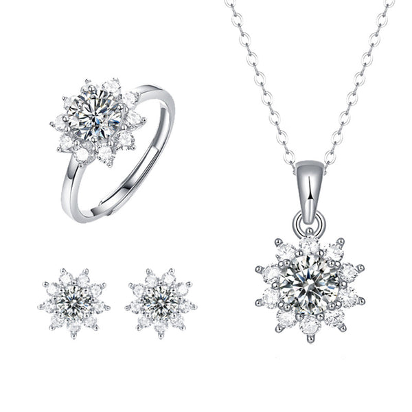 Conjunto de Collar Diosa Serie Primera Nieve con Soporte de Anillo en Plata 925