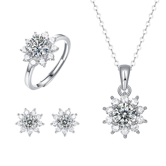 Conjunto de Collar Diosa Serie Primera Nieve con Soporte de Anillo en Plata 925