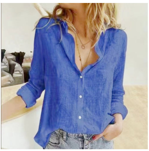 Blusa Cardigan Suelta con Solapa y Botones - Camisa Manga Larga para Mujer - Image 23