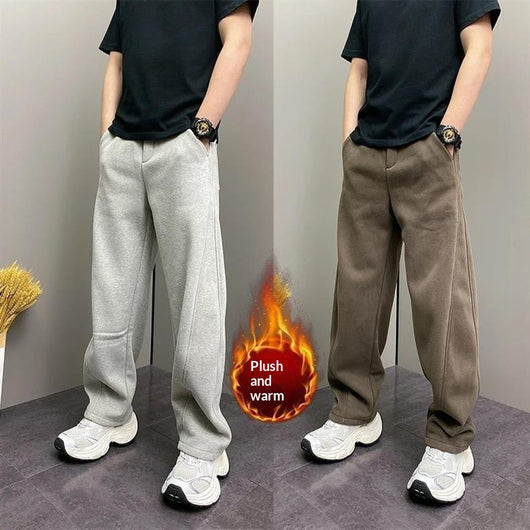 Pantalones Casuales Rectos con Forro Polar Grueso para Hombre - Image 13