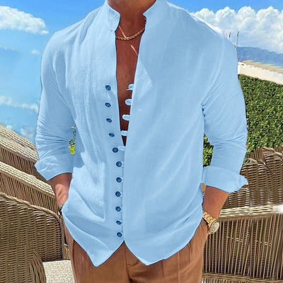 Camisa Casual Hombre Manga Larga Botones Retro Suelta - Image 16