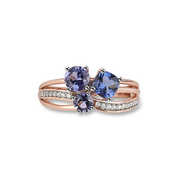 Anillo de Plata Esterlina con Baño de Oro Rosado y Separación de Tonos