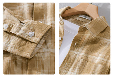 Camisa Cuadriculada de Algodón Cepillado - Estilo Retro Casual - Image 20