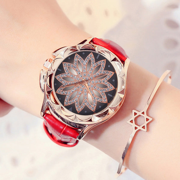 Reloj de Pulsera de Cuero con Esfera Giratoria Luxuoso