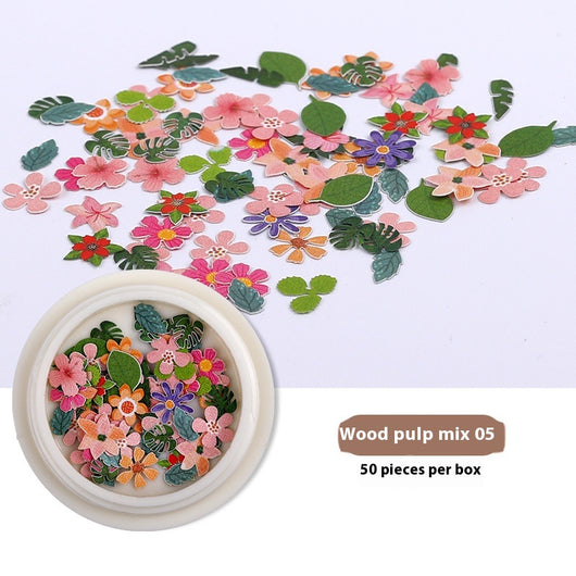 Stickers de Uñas con Flores de Pulpa de Madera - Accesorios DIY para Nail Art - Image 10