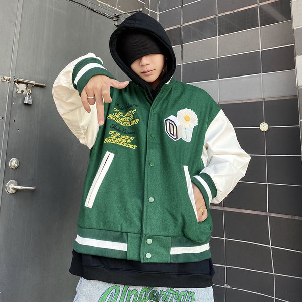 Chaqueta Deportiva Holgada con Bordado en Relieve y Puntadas